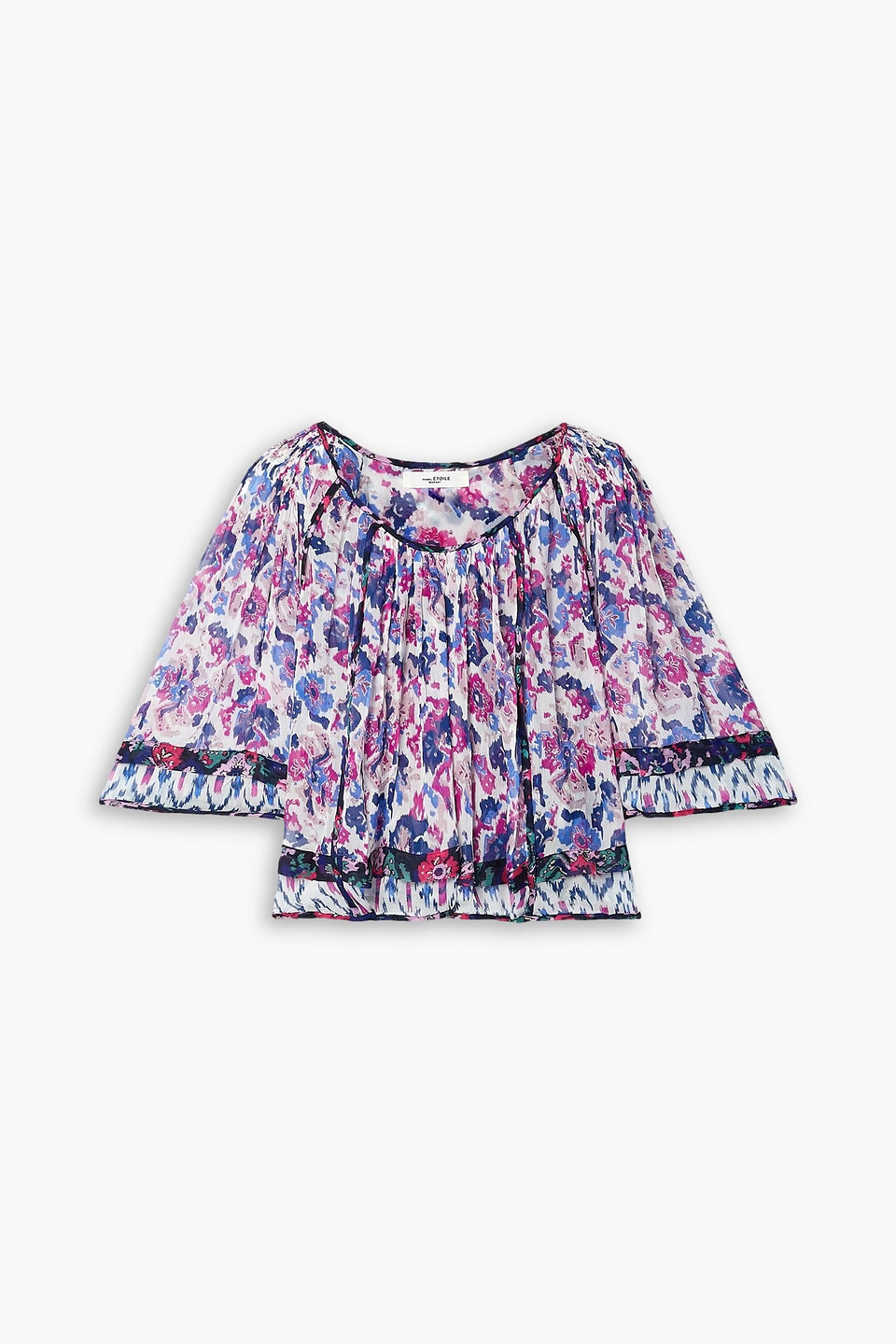 Isabel Marant Étoile Roxini Ruffled Floral-print Crepe De Chine Blouse In Lavender