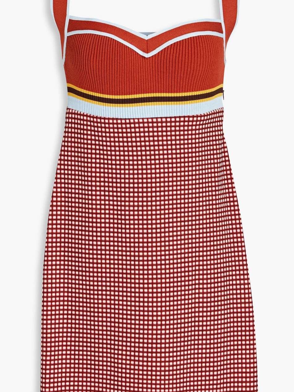ribbed and jacquard-knit mini dress