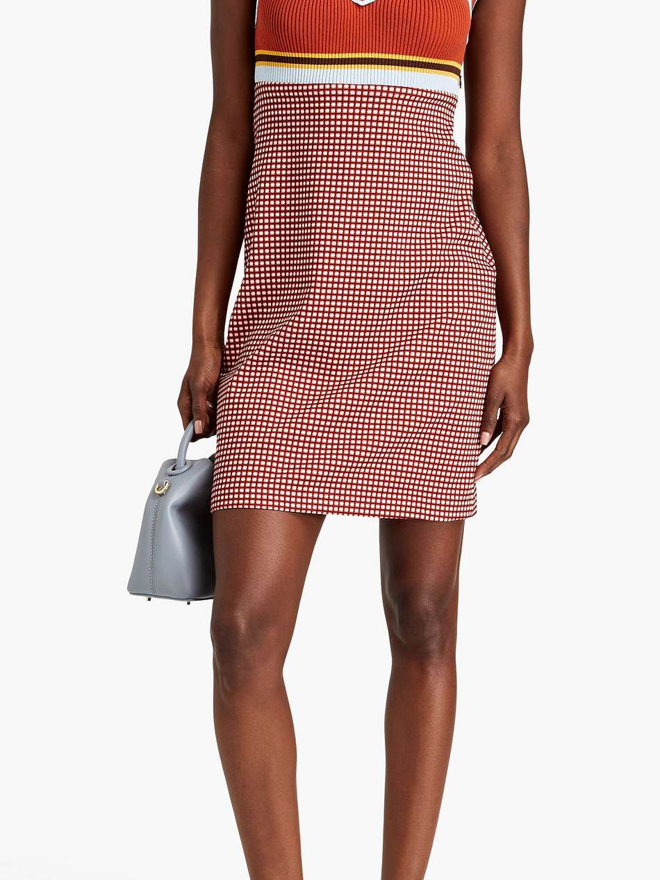 ribbed and jacquard-knit mini dress