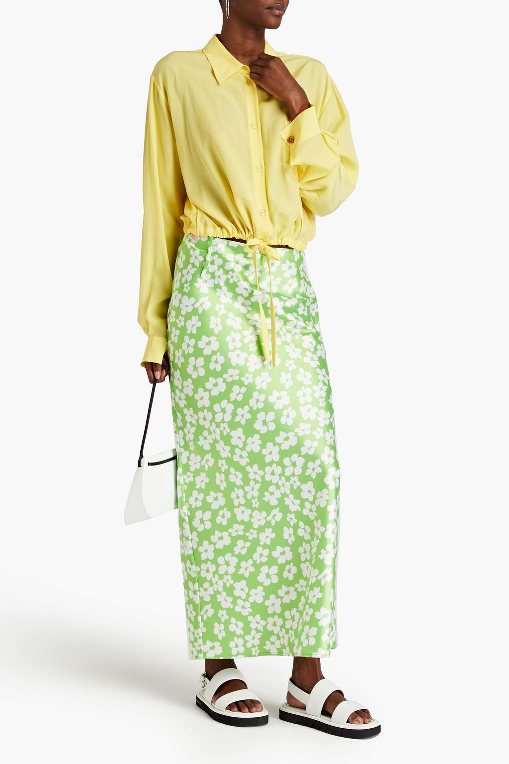 MARNI Camicia cropped silk crepe de chine top