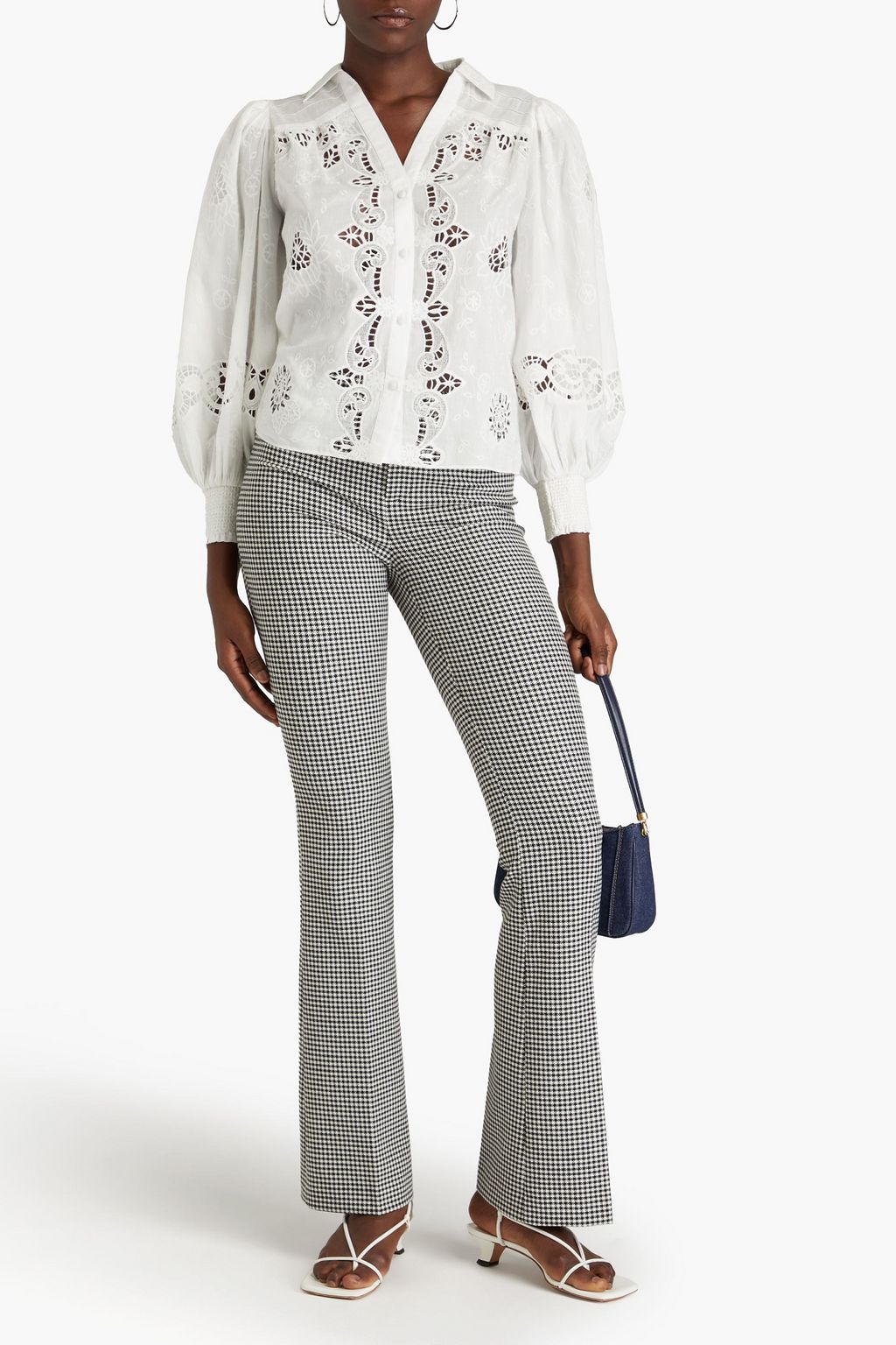 ALICE + OLIVIA Houndstooth crepe bootcut pants