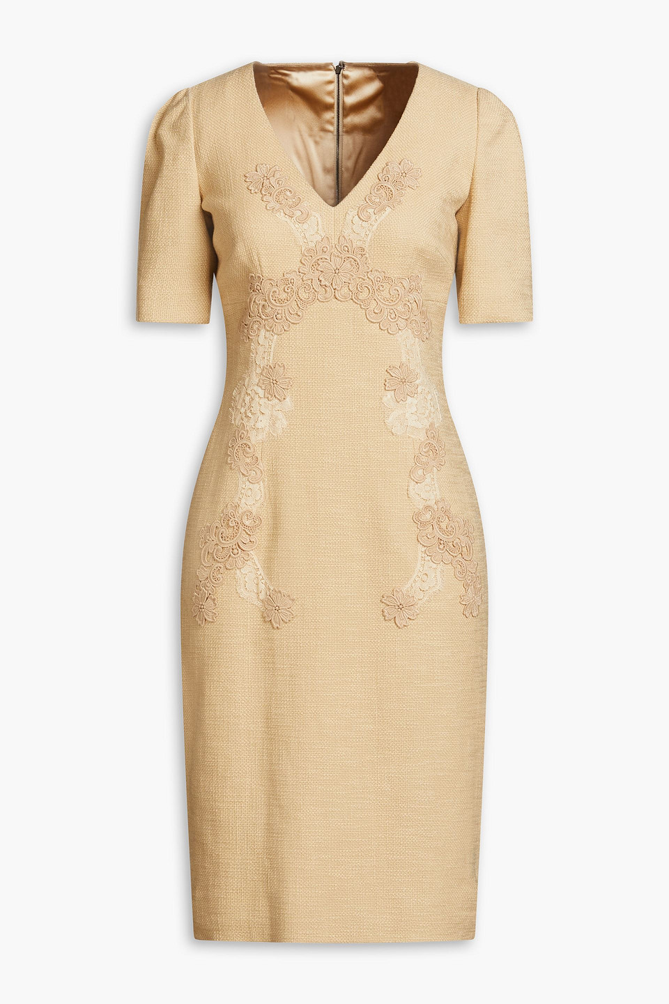 Dolce & Gabbana Embroidered Cotton-blend Canvas Dress In Neutral