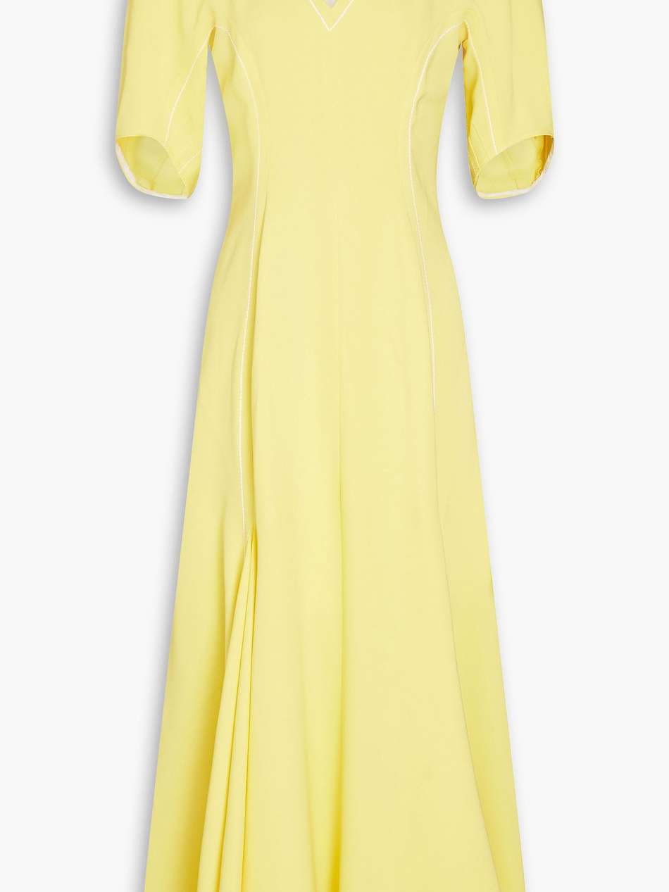 pleated stretch-crepe midi dress