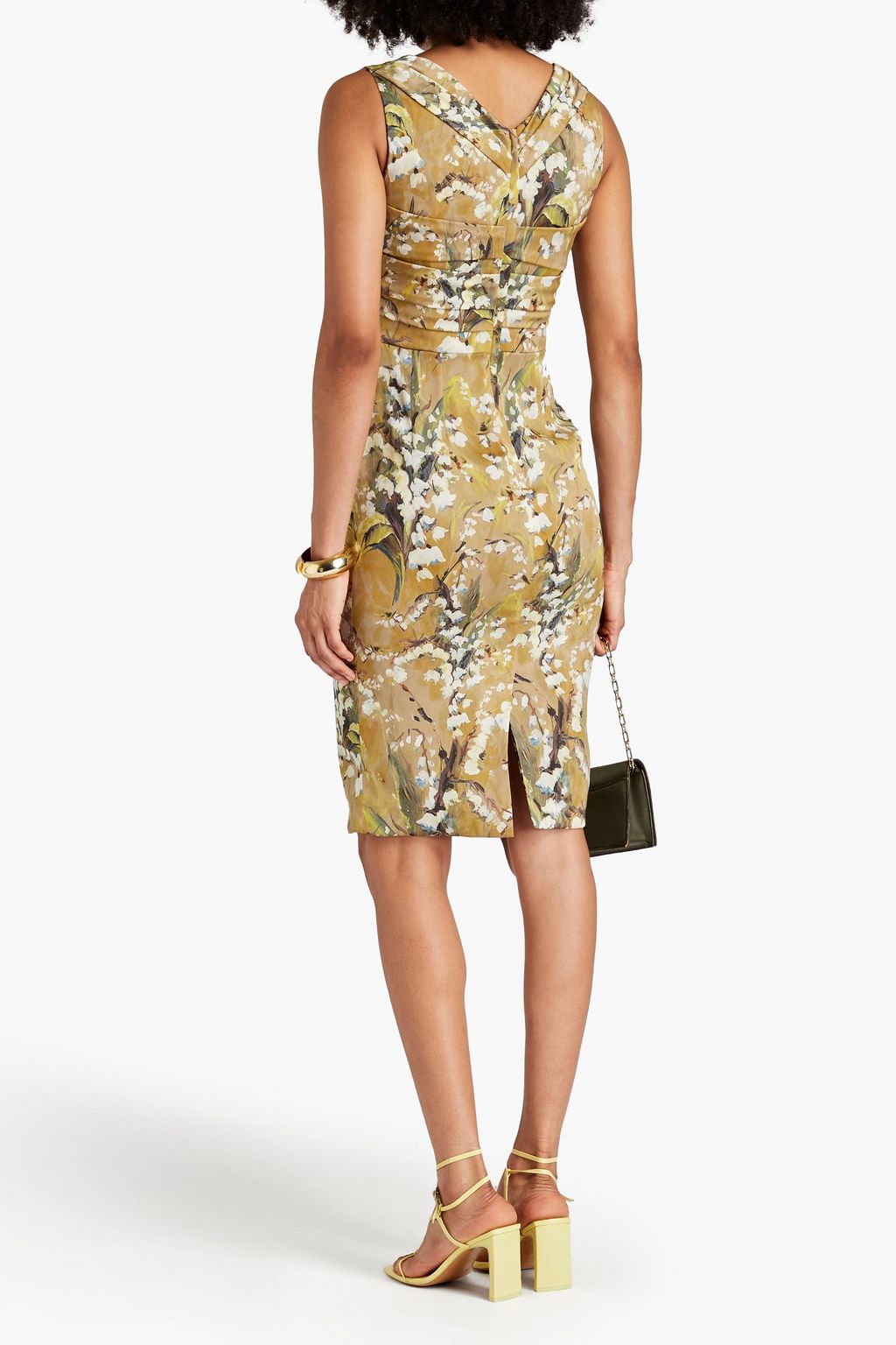 DOLCE&GABBANA Pleated floral-print silk-blend dress