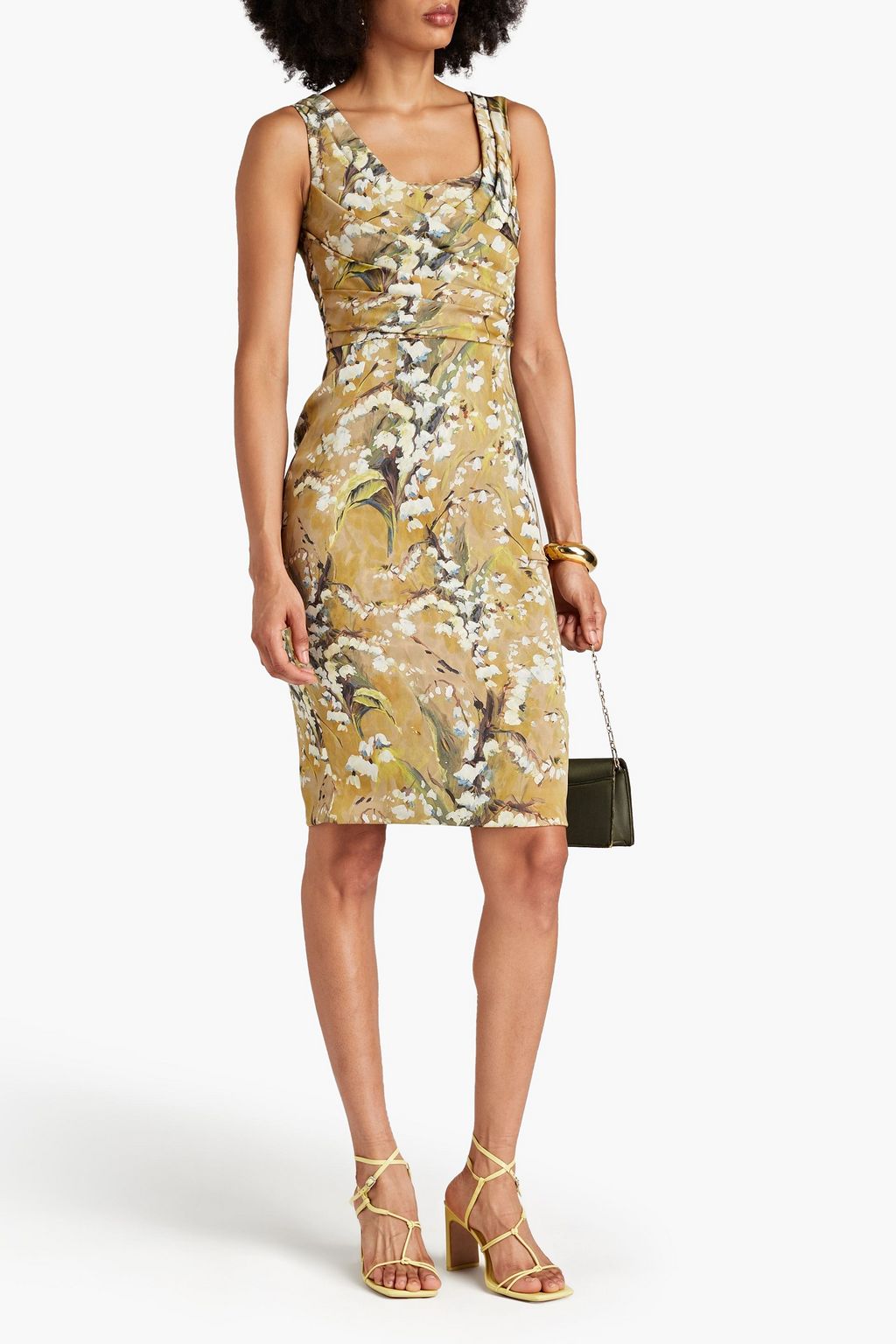 DOLCE&GABBANA Pleated floral-print silk-blend dress