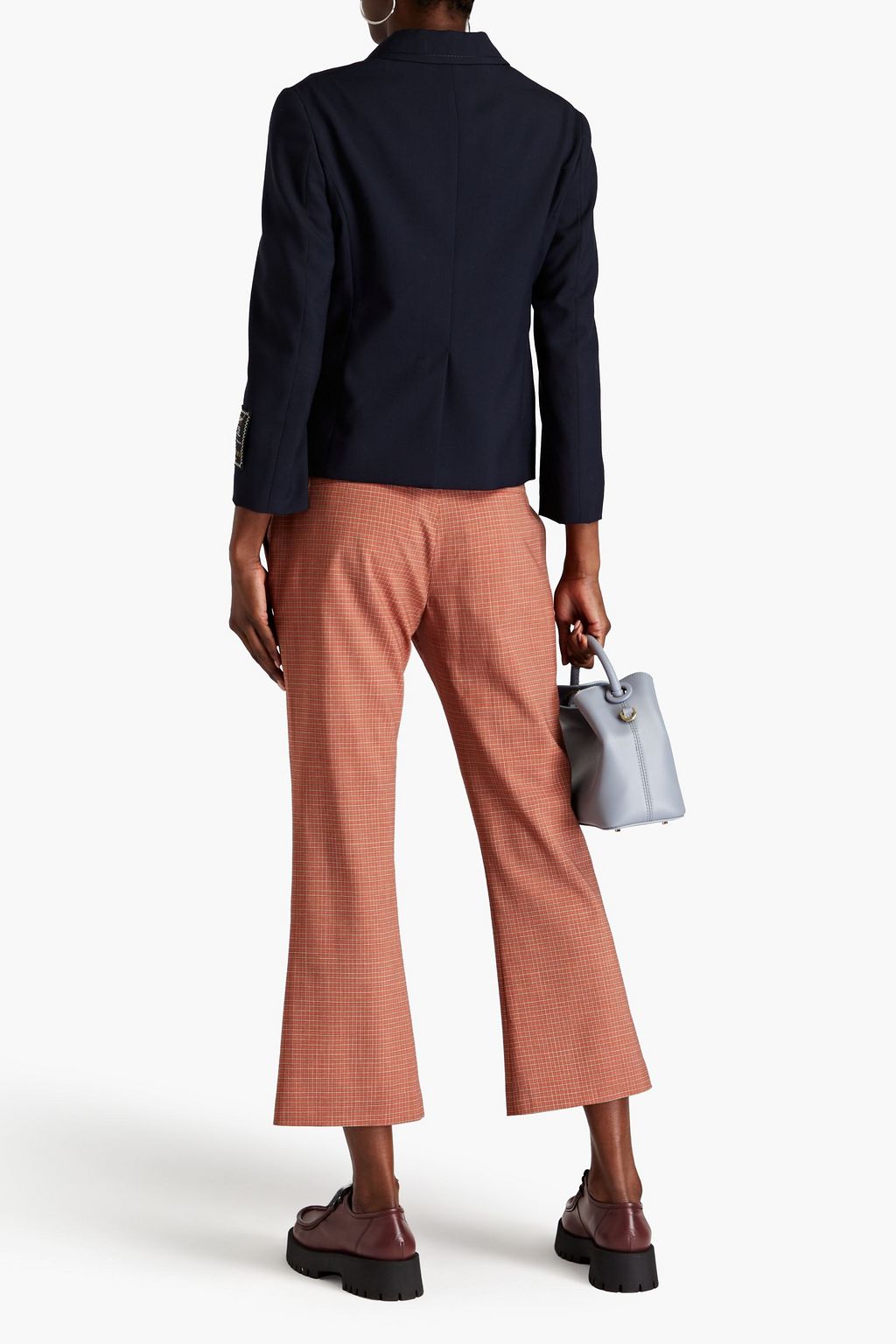 MARNI Cropped wool-blend jacquard kick-flare pants