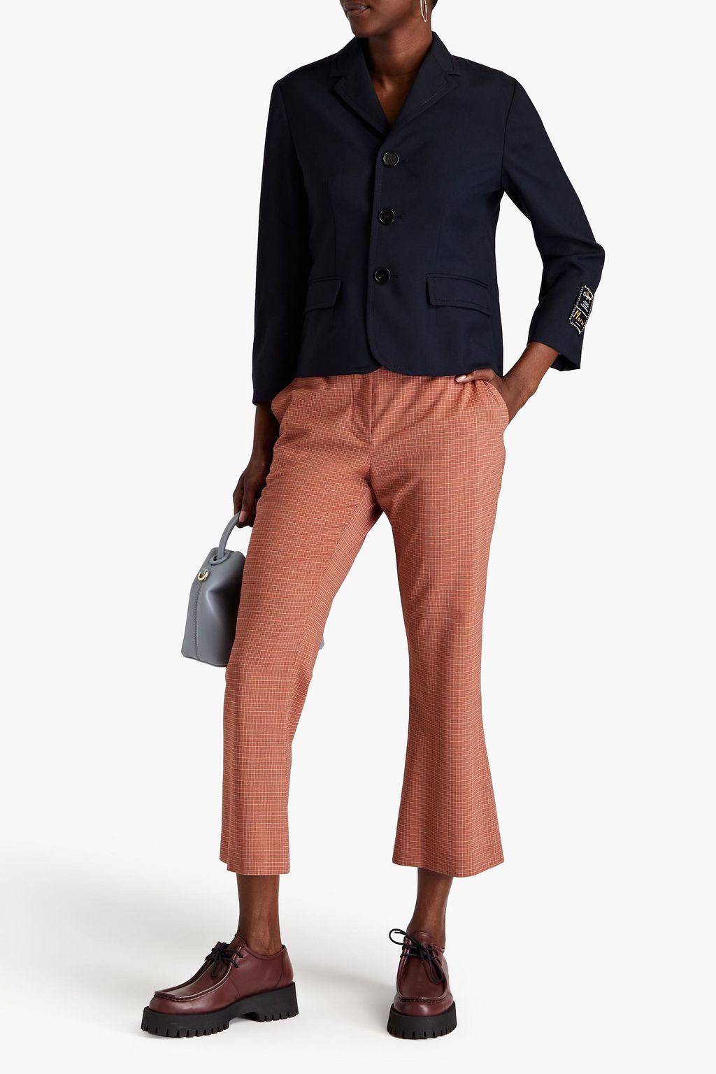 MARNI Cropped wool-blend jacquard kick-flare pants