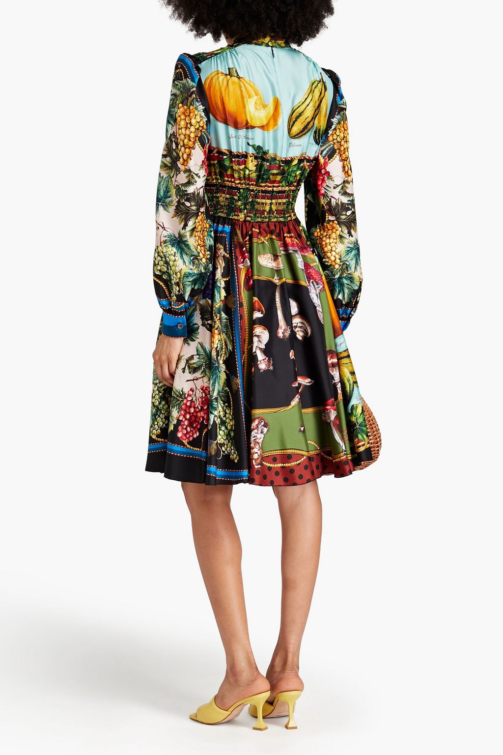 DOLCE&GABBANA Pussy-bow printed silk-twill shirt dress