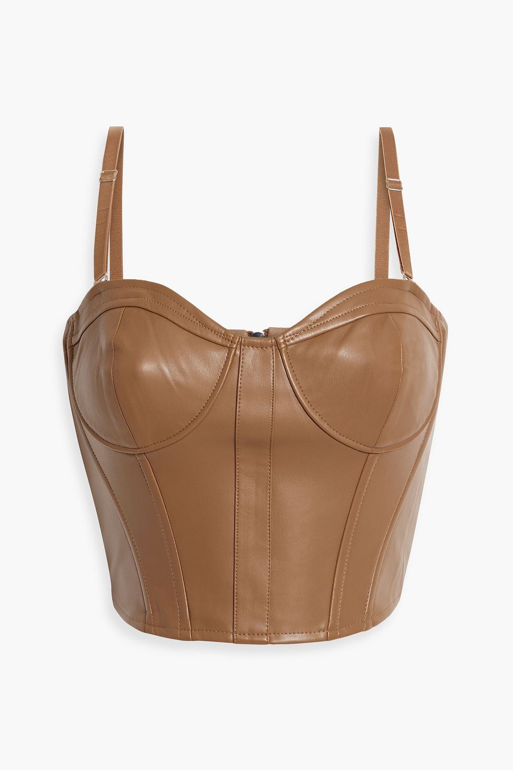 CAMI NYC Elloise cropped faux stretch-leather bustier top