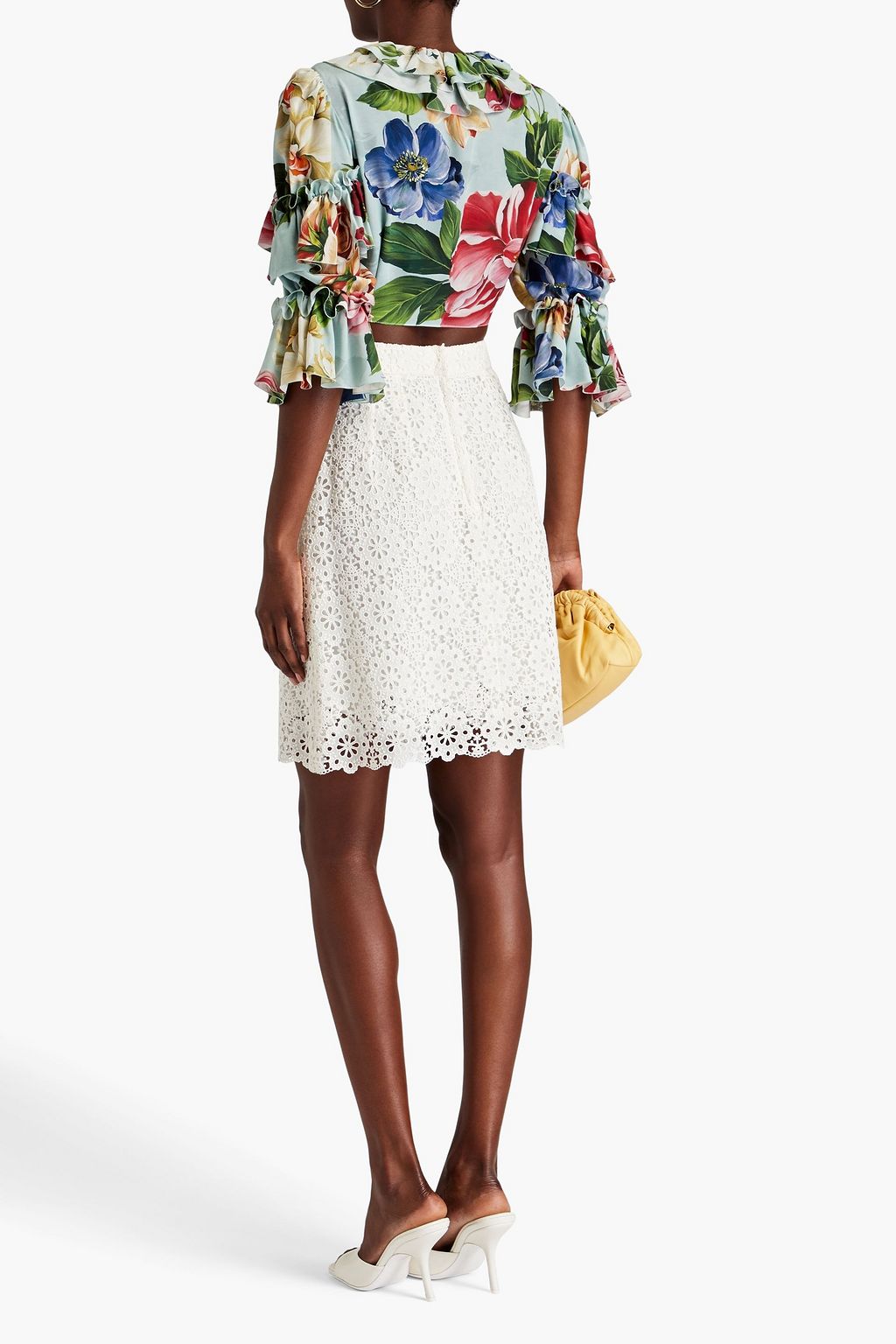 DOLCE&GABBANA Minirock aus Guipure-Spitze aus einer Baumwollmischung