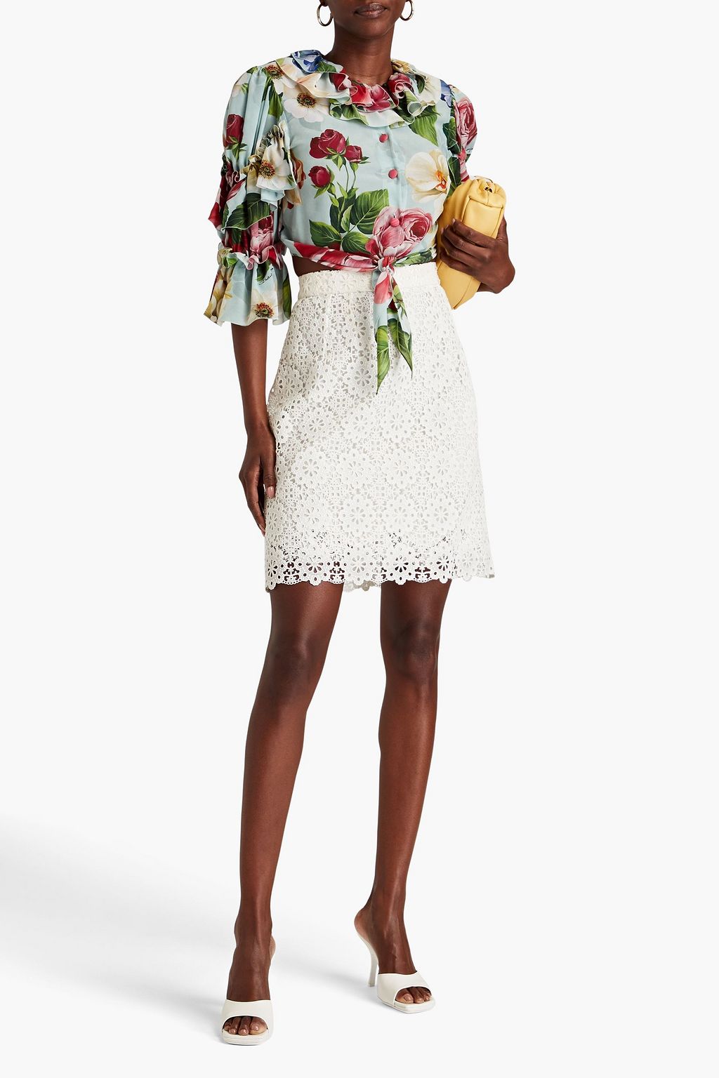 DOLCE&GABBANA Minirock aus Guipure-Spitze aus einer Baumwollmischung