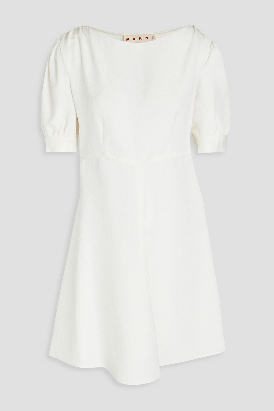 Marni Gathered Jacquard Mini Dress In Off-white