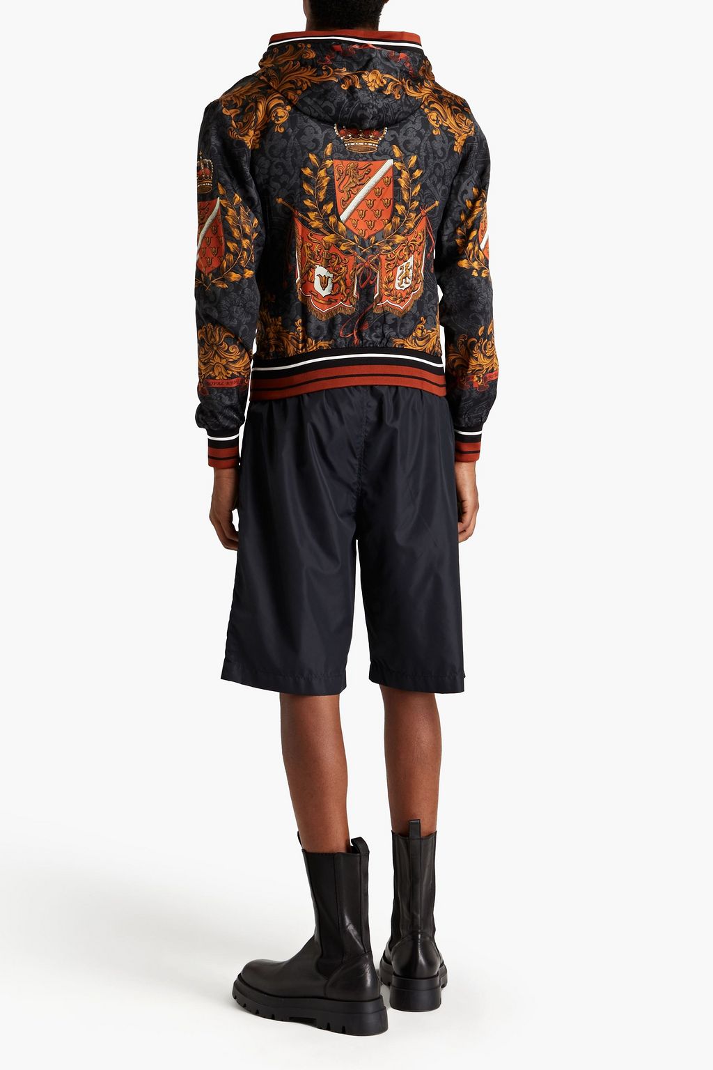 DOLCE&GABBANA Printed silk-satin hooded jacket