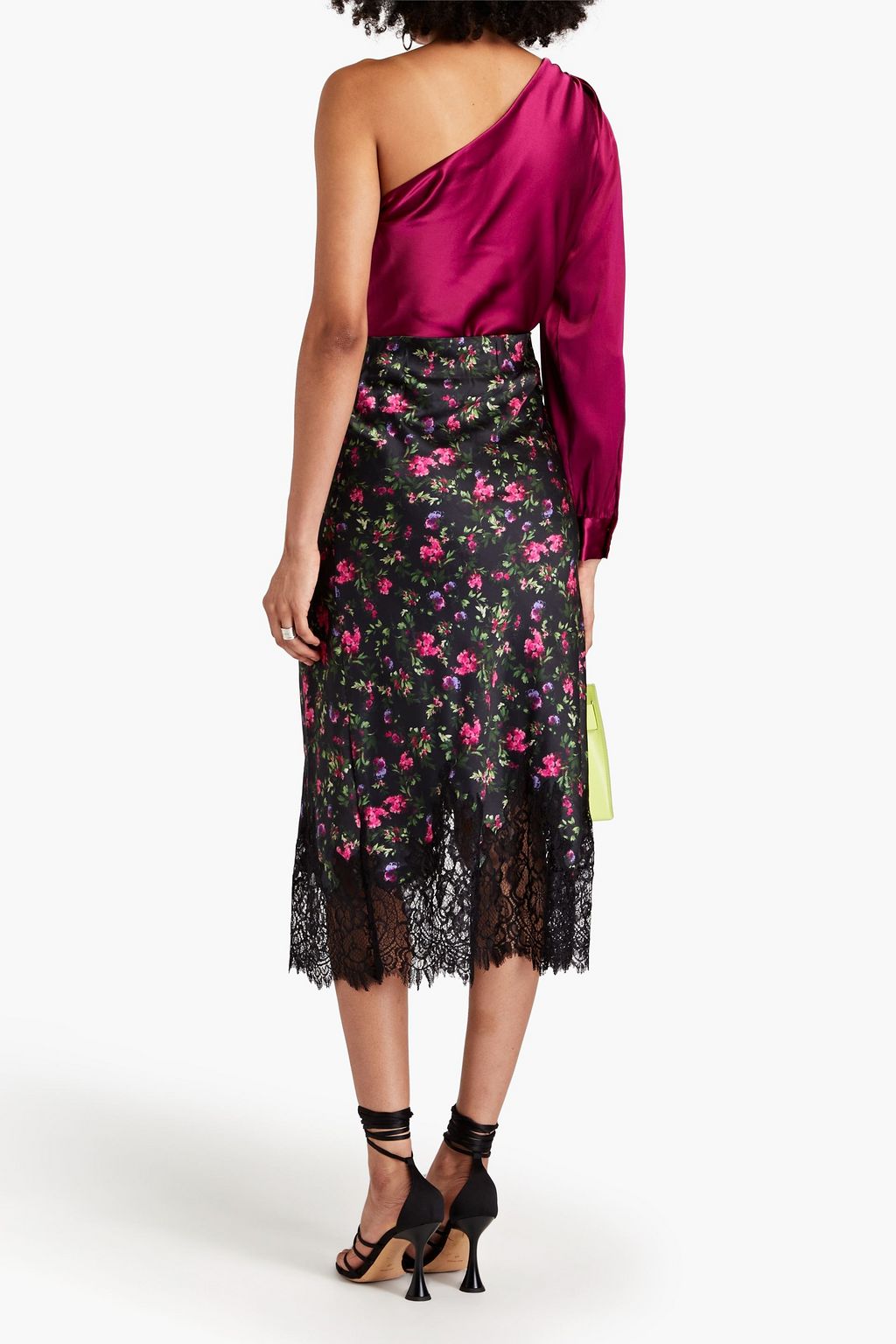 CAMI NYC Vivienne floral-print silk-blend satin and corded-lace midi ...