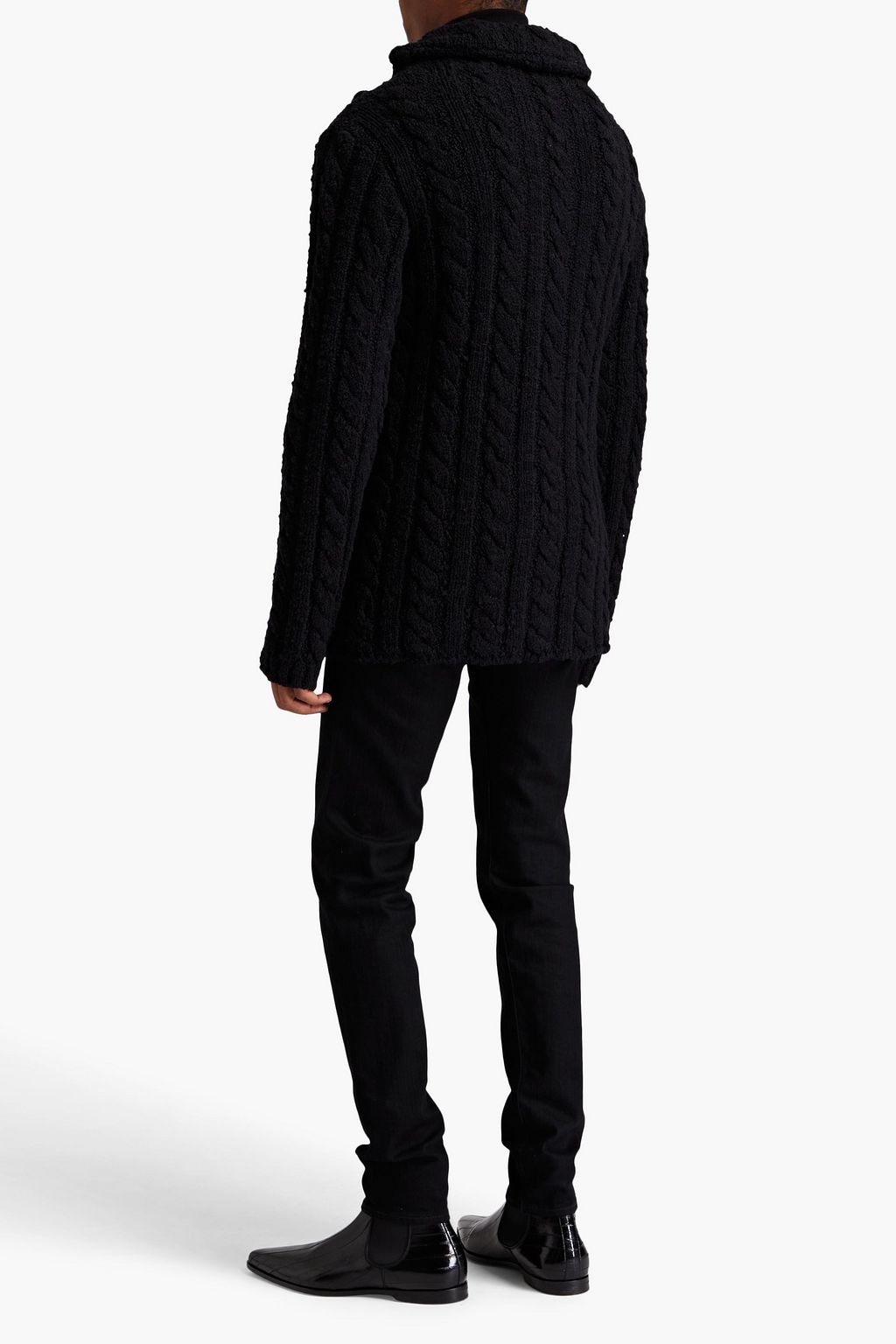 DOLCE&GABBANA Bouclé and cable-knit wool-blend cardigan