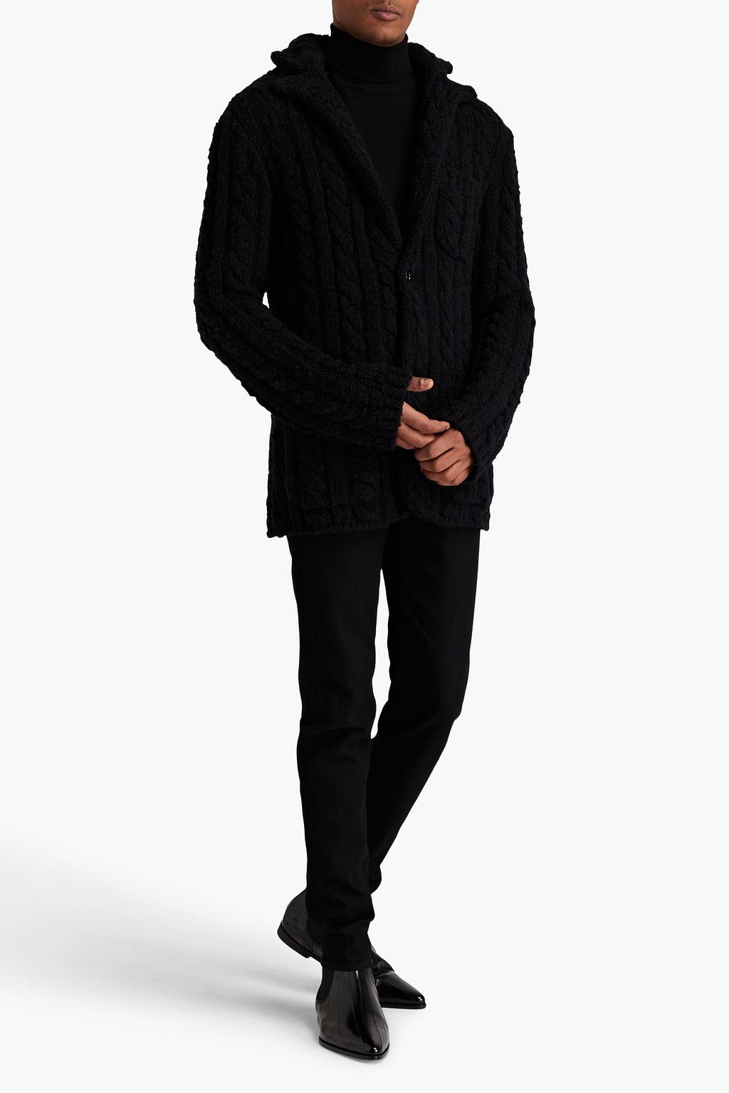 DOLCE&GABBANA Bouclé and cable-knit wool-blend cardigan