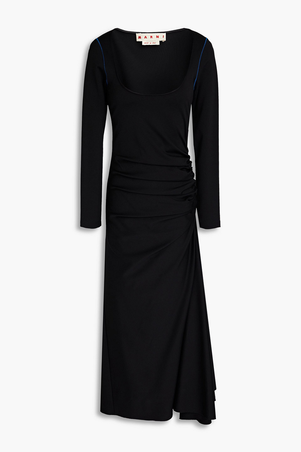 Marni Long-sleeved Midi Dress In Black