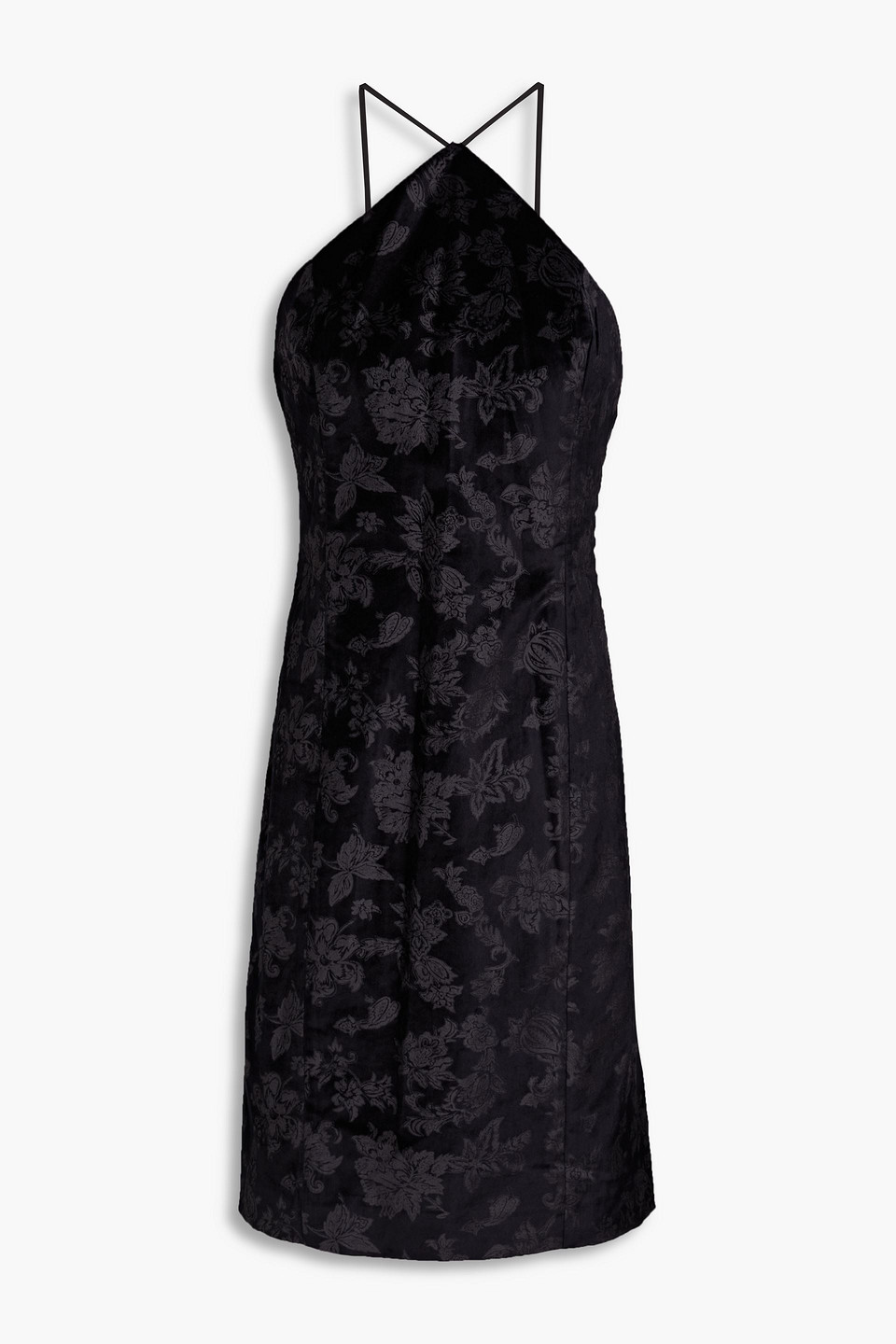 Fara velvet-jacquard dress