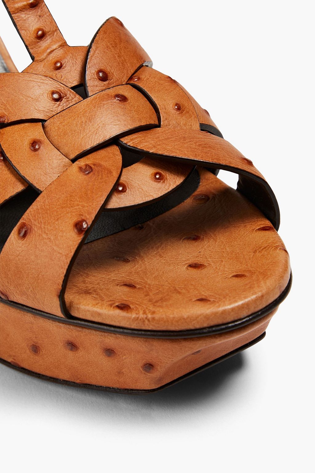 SAINT LAURENT Tribute Plateausandalen aus Straußenleder