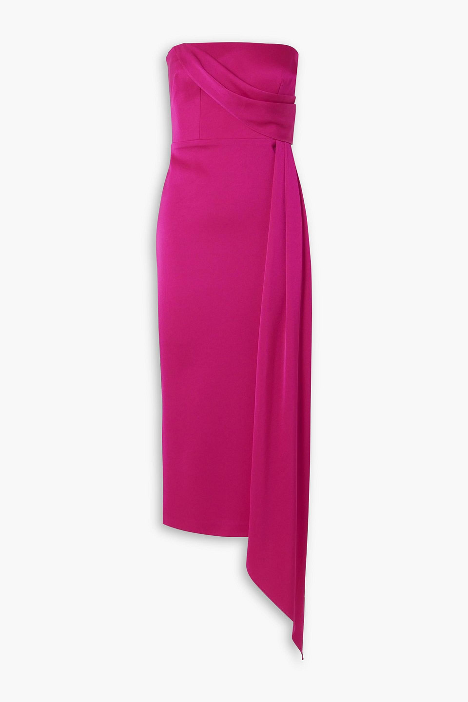 Alex Perry Strapless Draped Satin-crepe Midi Dress In Pink