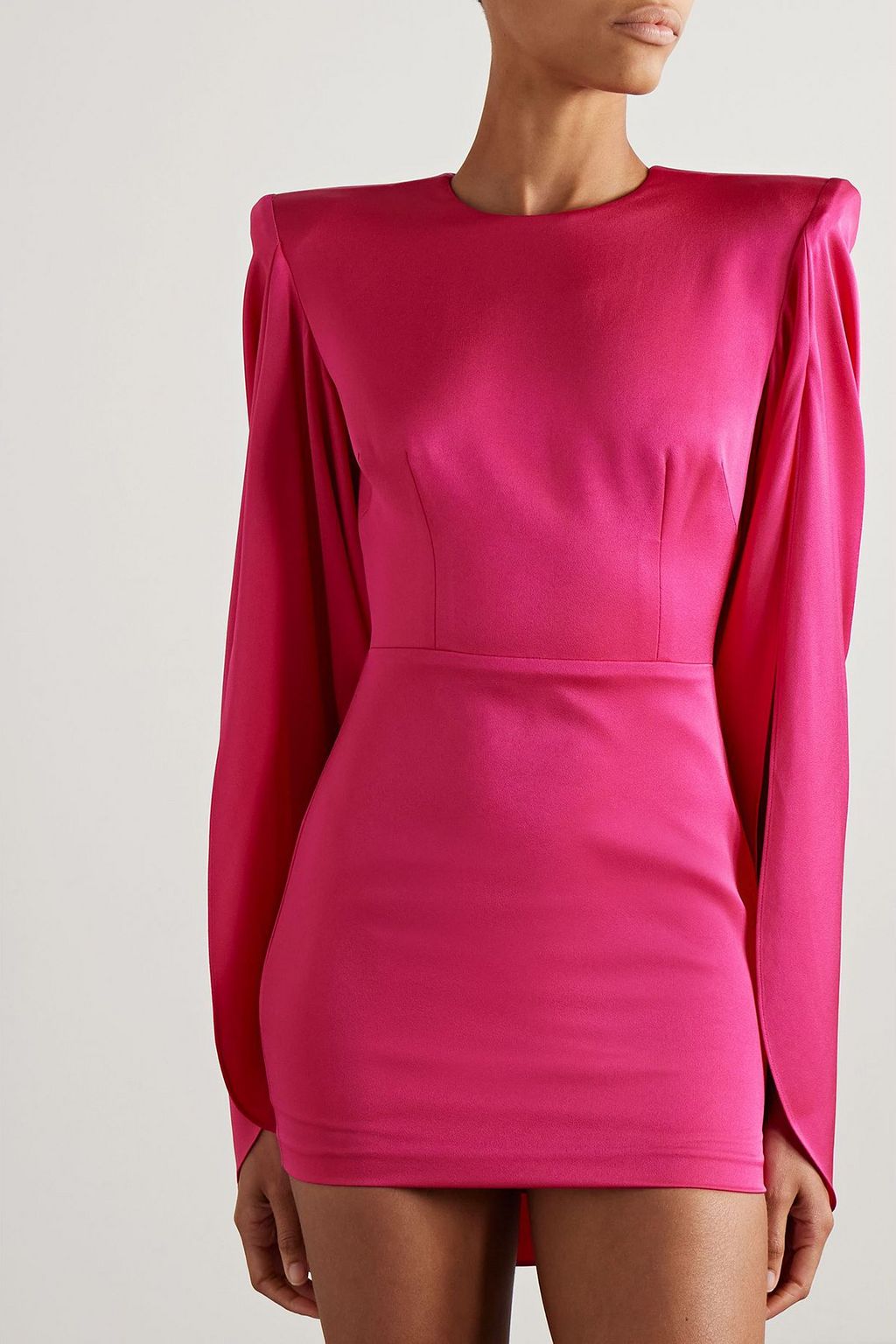 ALEX PERRY Cape-effect satin-crepe mini dress