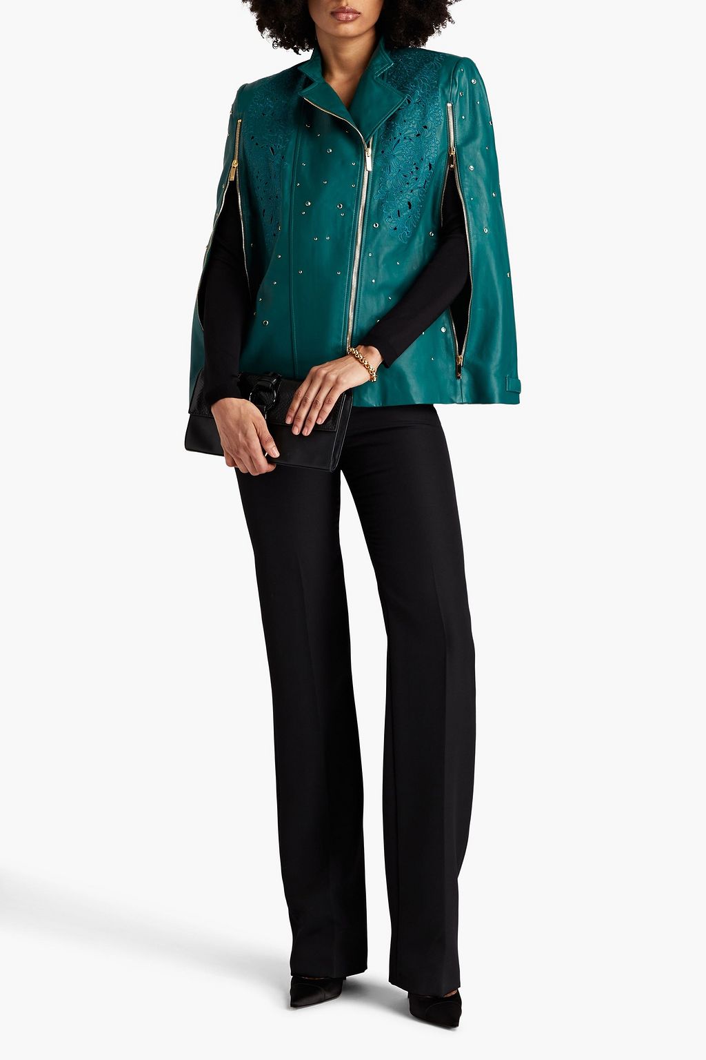ZUHAIR MURAD 장식 디테일 가죽 케이프