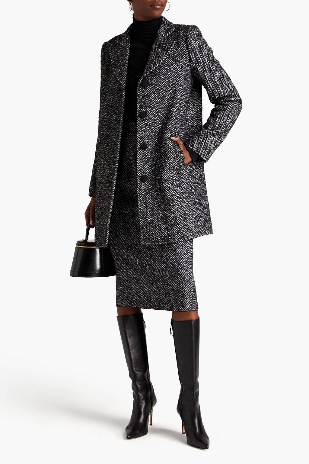 DOLCE&GABBANA Herringbone wool-blend coat