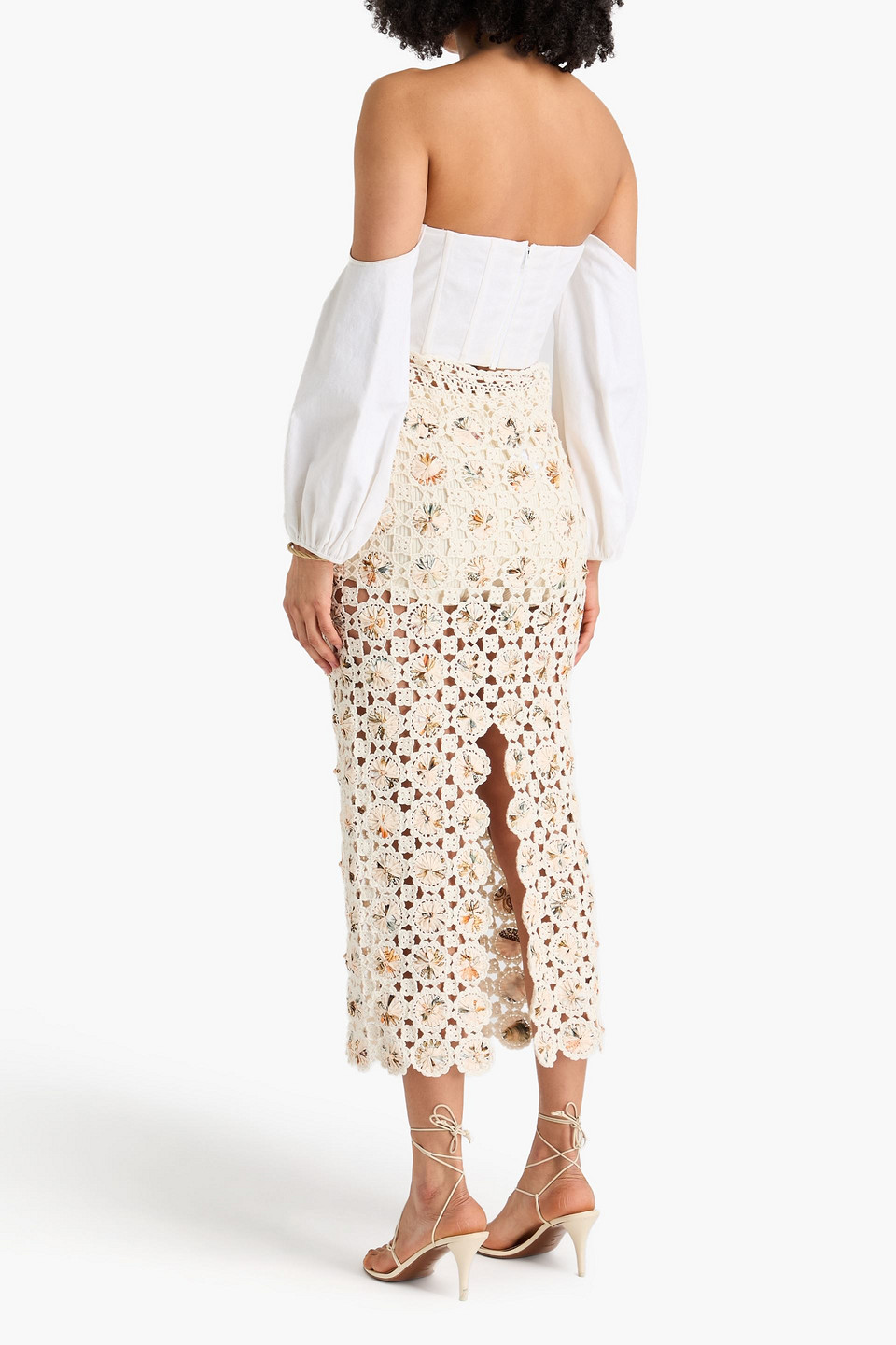  Agua By Agua Bendita - Midirock „arroyo Caracola“ Aus Gehäkelter Baumwolle Mit Floralem Print - Neutral - Xs 
