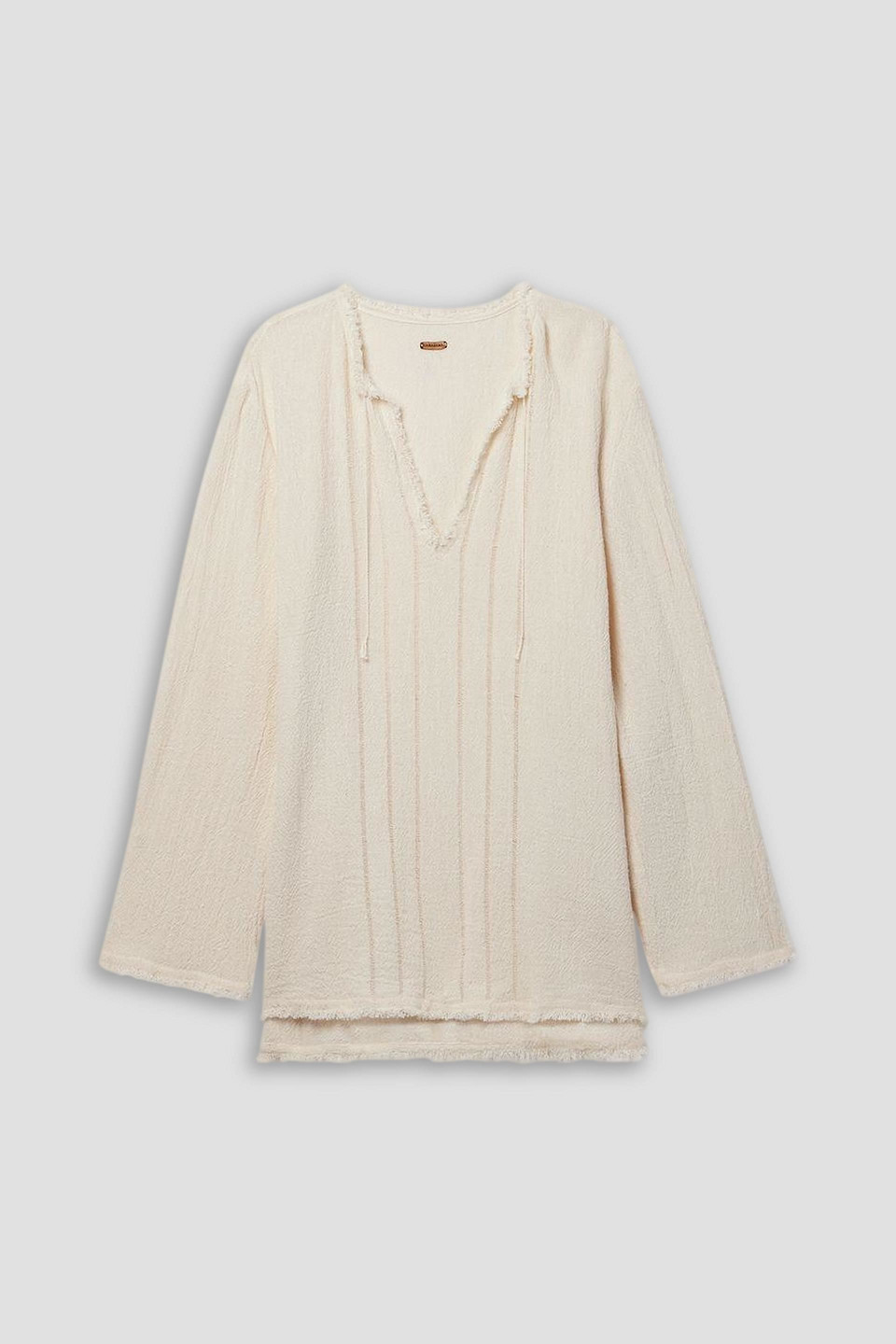 Caravana Hubiku Frayed Cotton-gauze Tunic In Creme