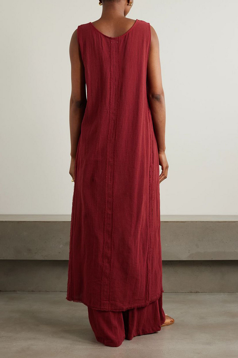 CARAVANA MINCHA FRAYED COTTON-GAUZE TUNIC