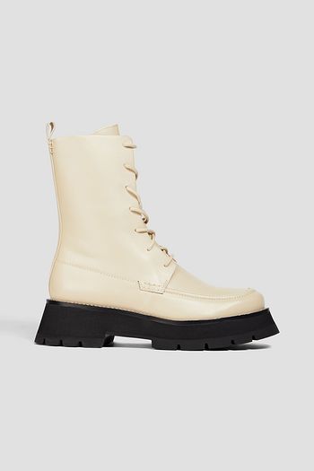 TOD'S women shoes Kate laced combat boot white leather