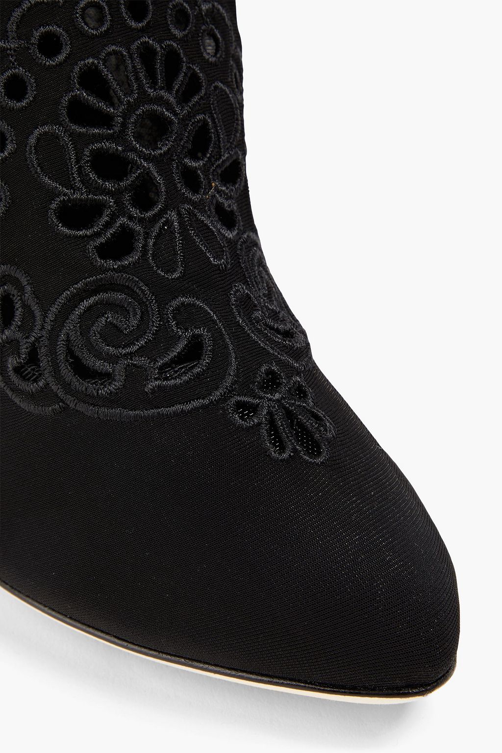 DOLCE&GABBANA Broderie anglaise-trimmed stretch-mesh ankle boots