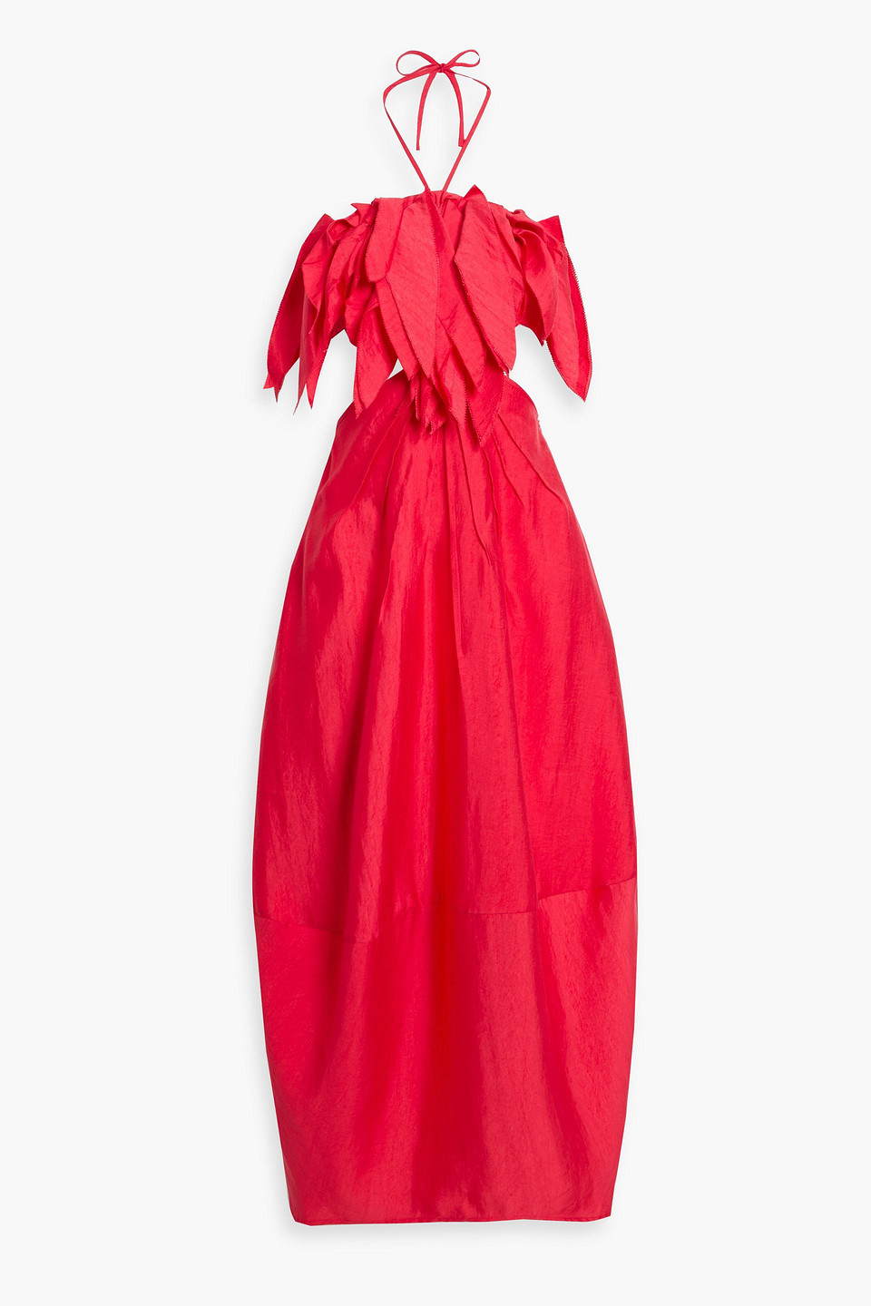 cult gaia - lue fringed tencel™-blend halterneck midi dress - red - s