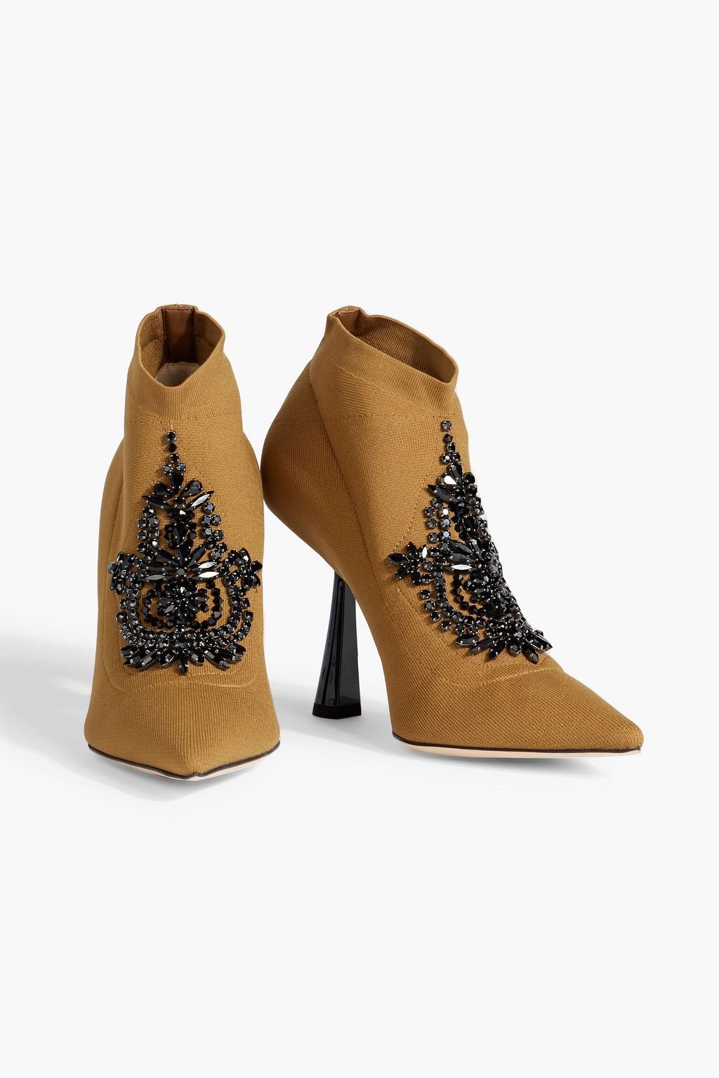 JIMMY CHOO Saber 100 crystal-embellished stretch-knit ankle boots