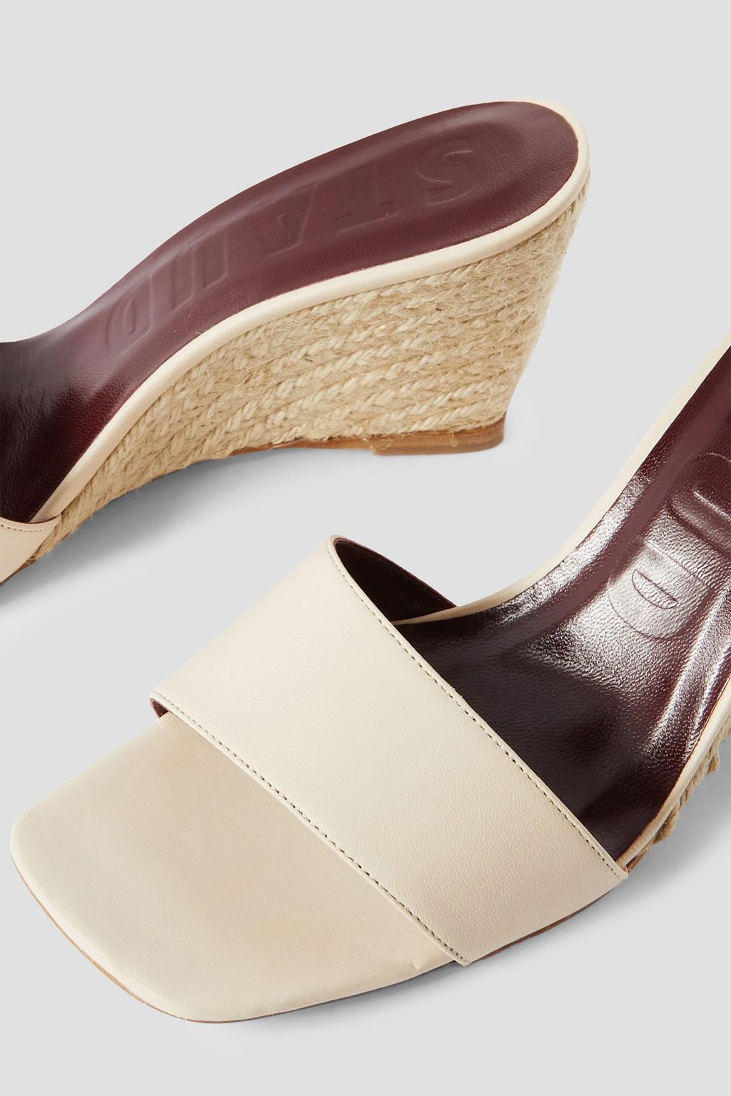 STAUD Billie leather espadrille wedge mules