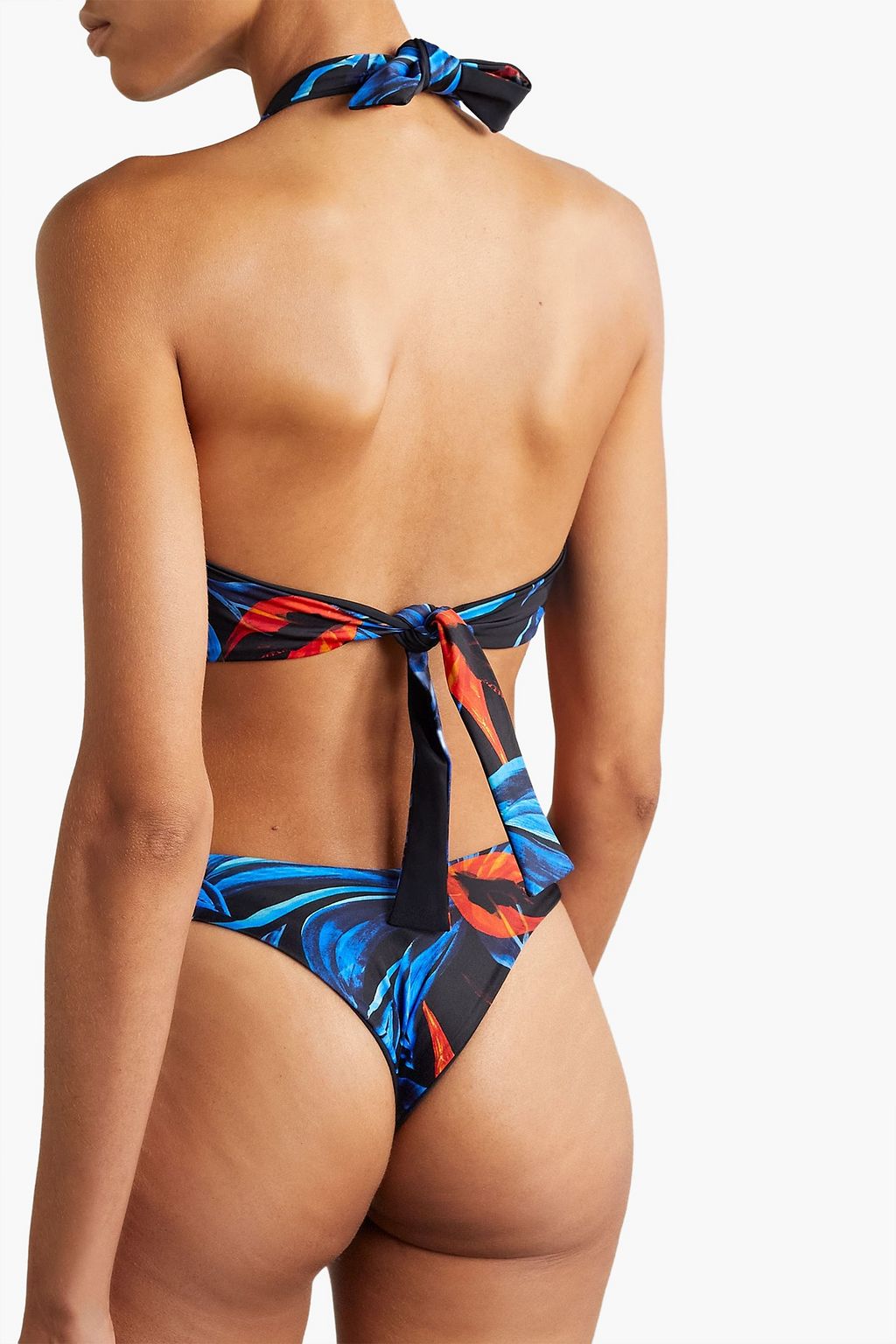 LOUISA BALLOU Ring-embellished floral-print swimsuit