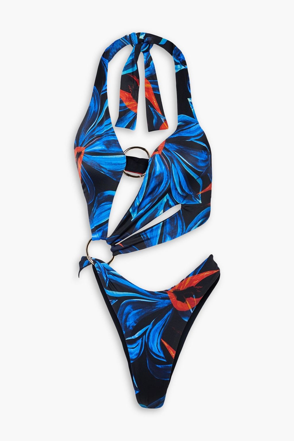 LOUISA BALLOU Ring-embellished floral-print swimsuit | THE OUTNET