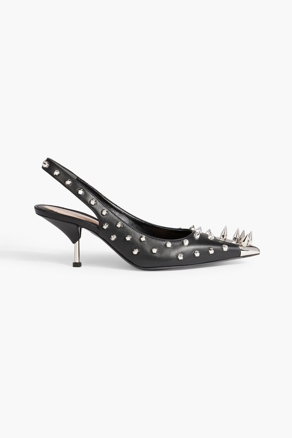 ALEXANDER MCQUEEN Spiked leather slingback pumps THE OUTNET