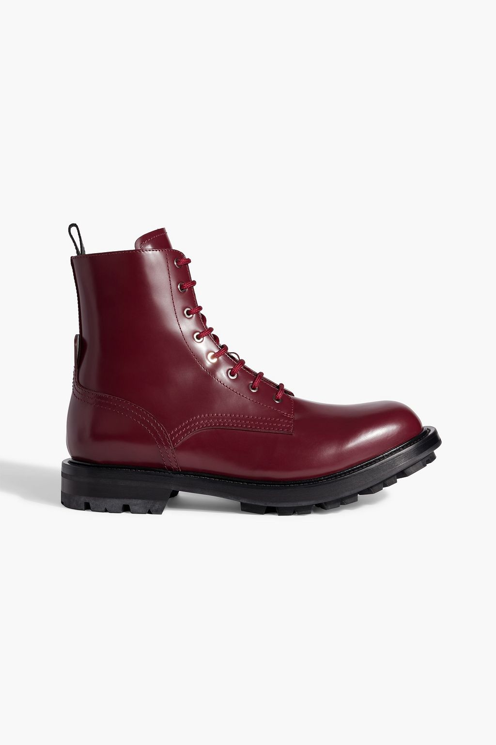 Alexander McQueen - Glossed-leather Boots Burgundy - EU 45