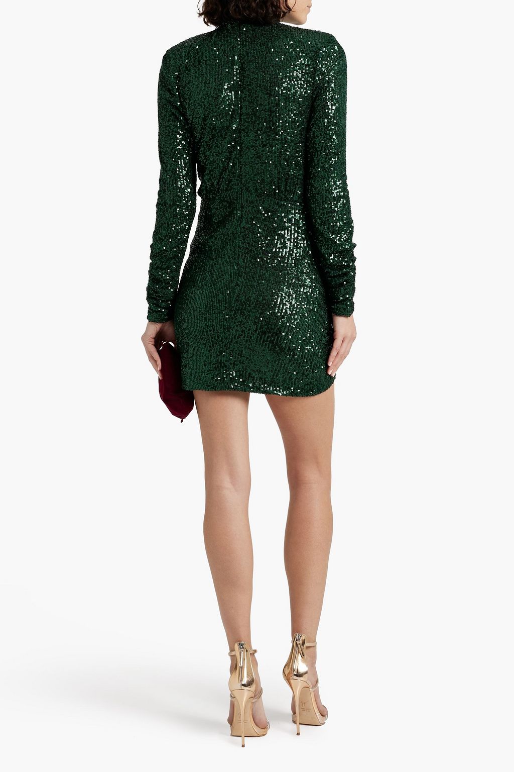 RONNY KOBO Jane draped sequined tulle mini dress