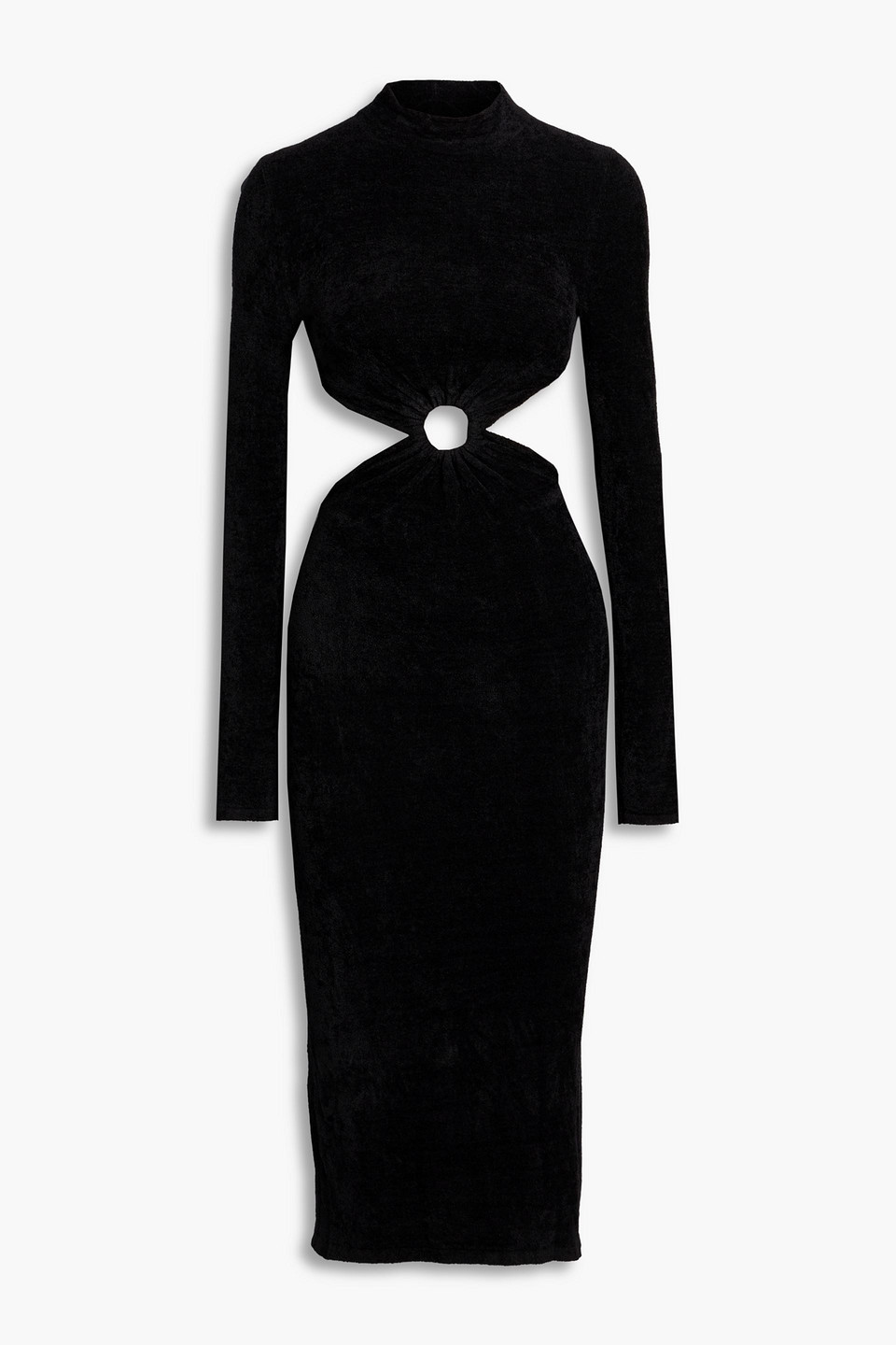 Ronny Kobo Chryssa Cutout Mock Neck Long Sleeve Knit Maxi Dress In Black