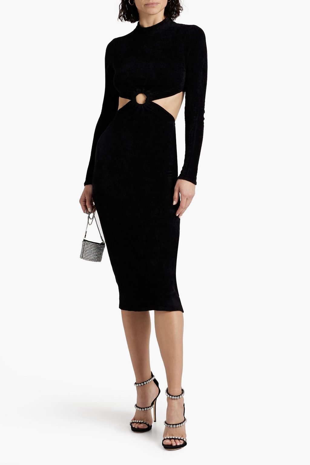 RONNY KOBO Chryssa cutout ruched terry midi dress