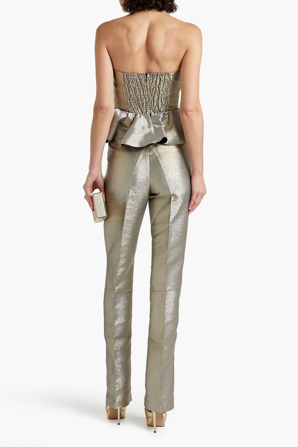 RONNY KOBO Moody lamé straight-leg pants