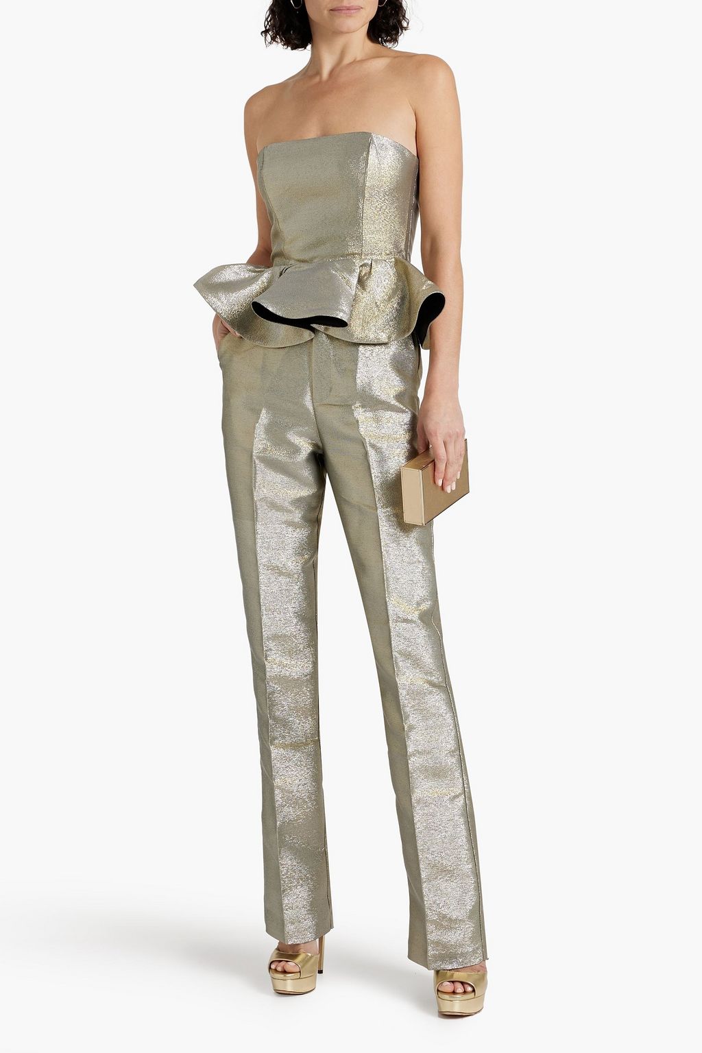 RONNY KOBO Moody lamé straight-leg pants