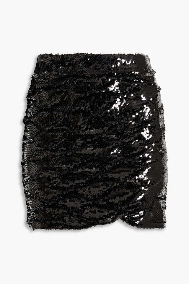 Balissa ruched sequined mesh mini skirt