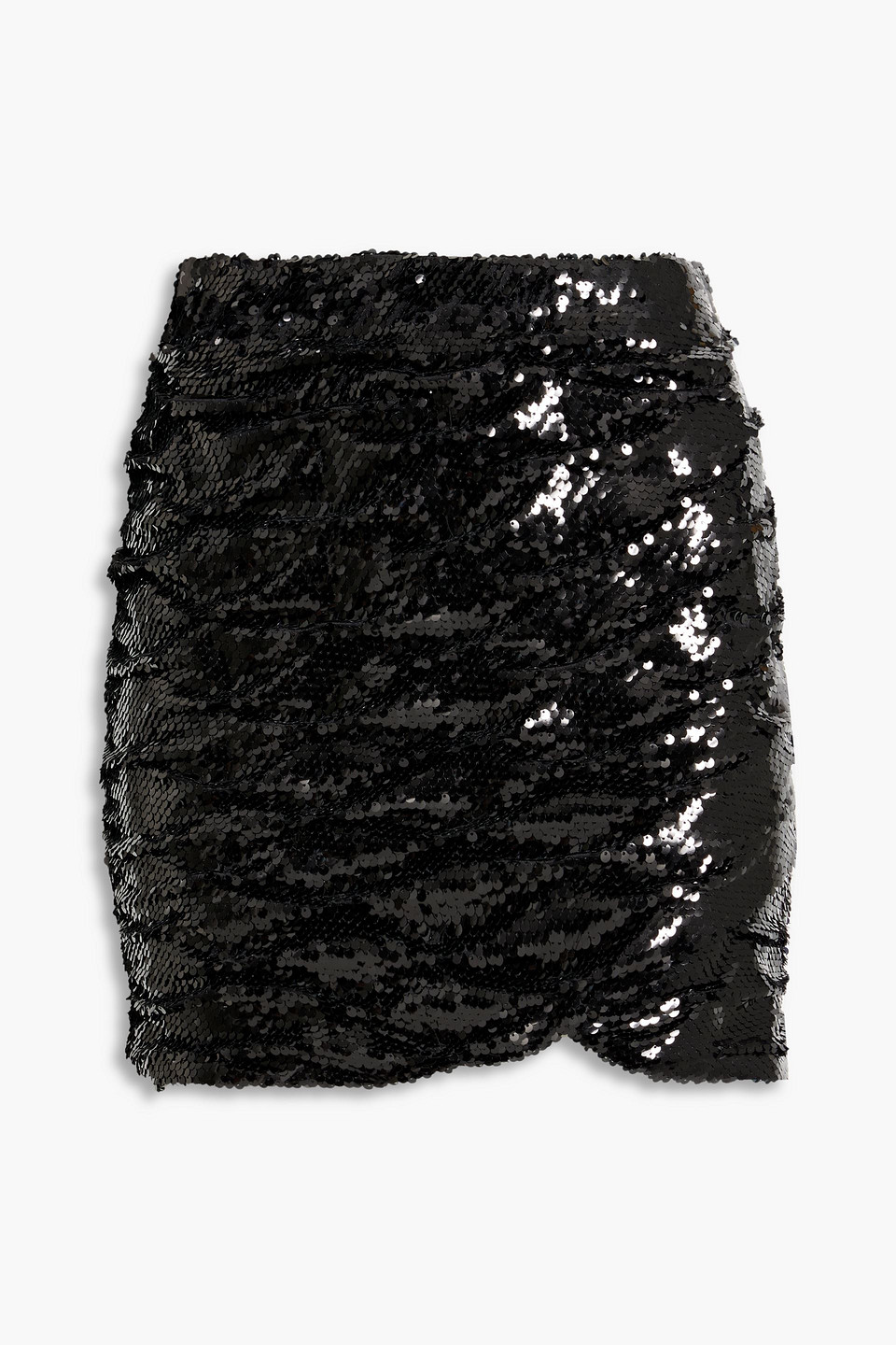 ronny kobo - balissa ruched sequined mesh mini skirt - black - xs