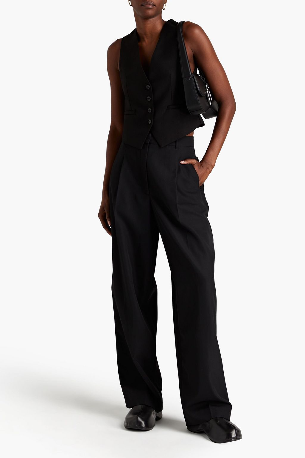 3.1 PHILLIP LIM بنطال من التويل بأرجل واسعة