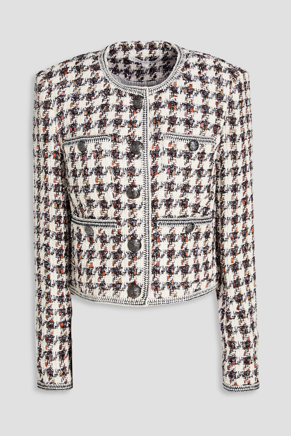 Veronica Beard Cirtane Jacke Aus Tweed Aus Einer Baumwollmischung In Metallic-optik In Naturfarben