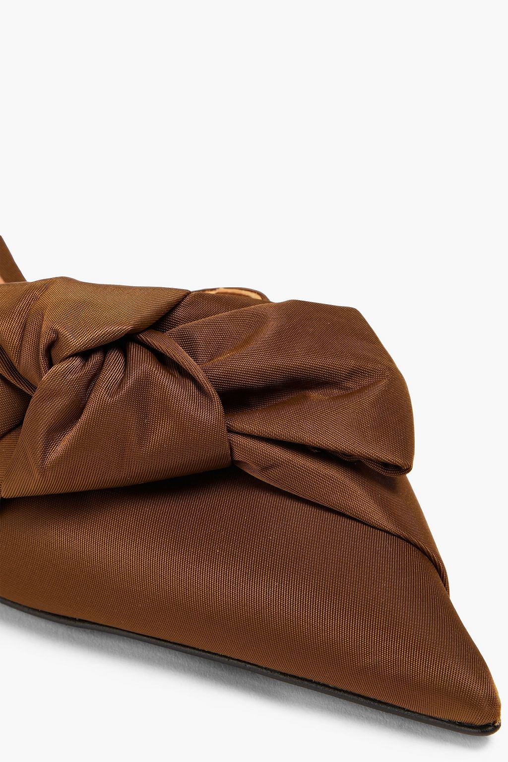 GANNI Bow-embellished satin-twill slingback pumps