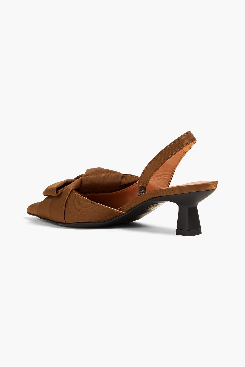 GANNI Bow-embellished satin-twill slingback pumps